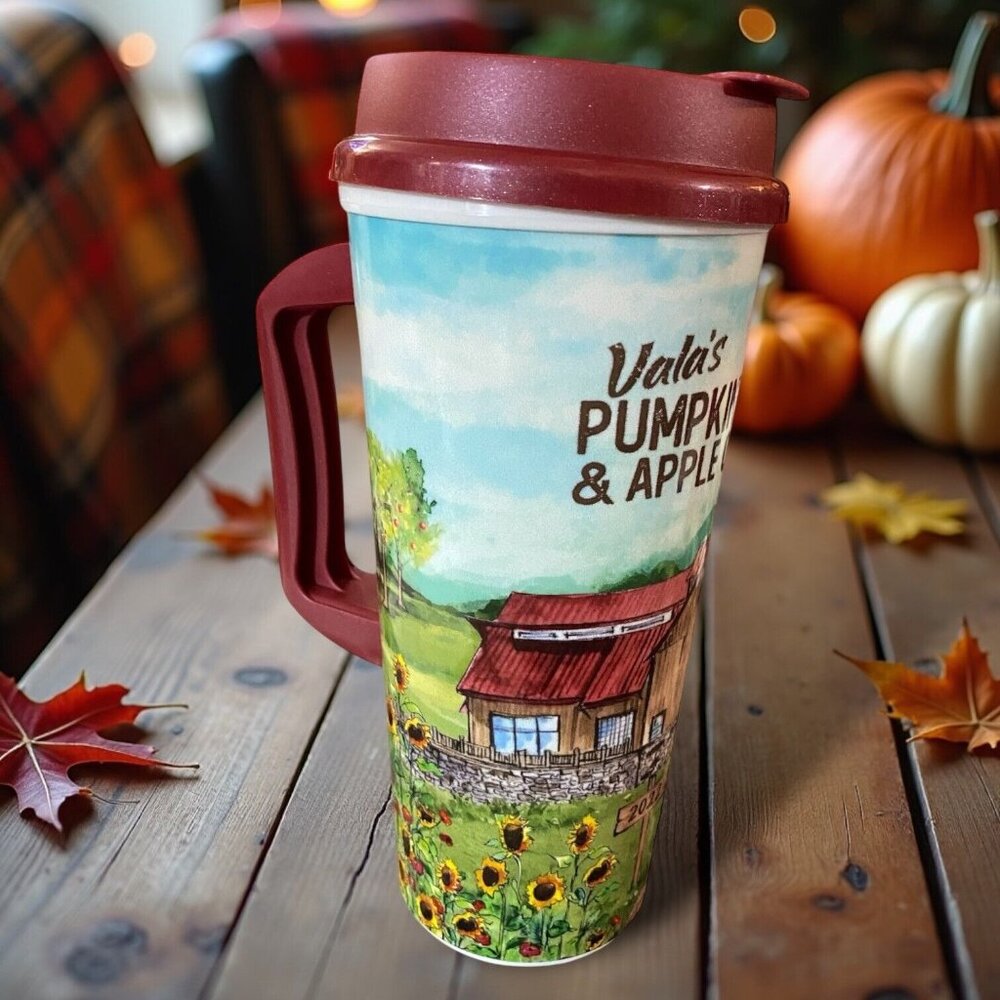 Vala's Pumpkin Patch Fall Family Fun Plastic Mug, Halloween 2022 Valas Omaha, NE